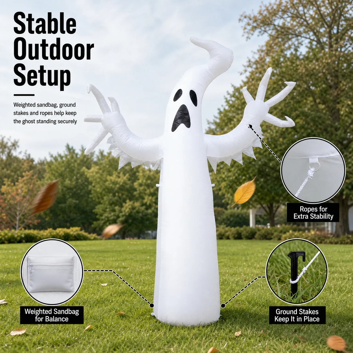 Hallowland Large Inflatable Halloween Ghost Decor